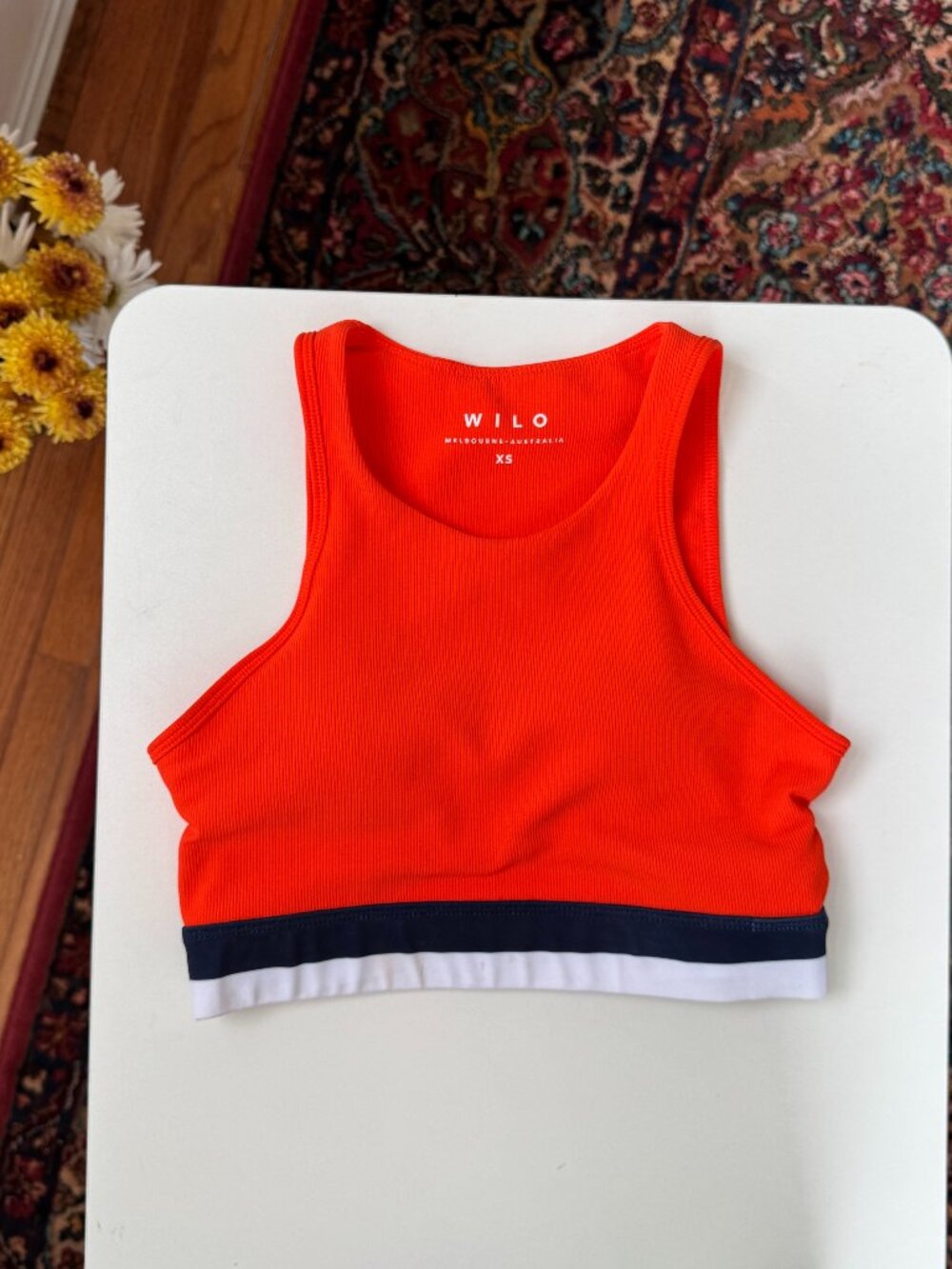 Wilo The Label Contra Sports Bra - Orange and Navy, Size XS